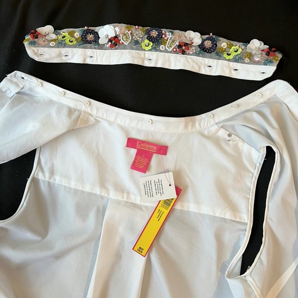 NEW! CATHERINE MALANDRINO Sleeveless Sequin Collar Top, Blouse, Size S - Picture 14 of 15